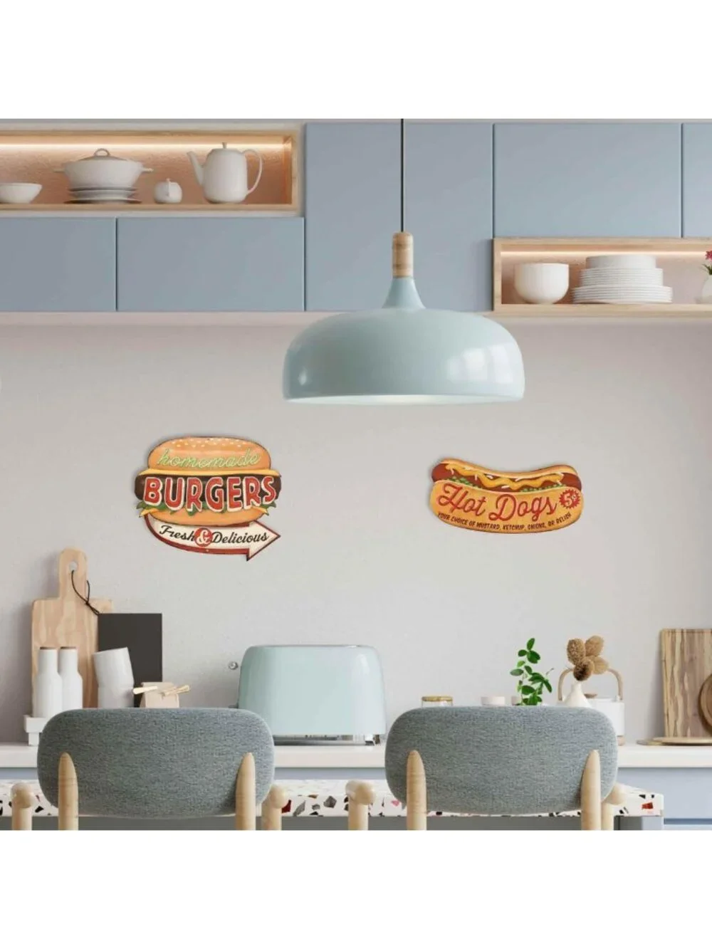 Vintage Hot Dogs Embossed Metal Sign | Retro Diner Decor for Kitchen & Man Cave